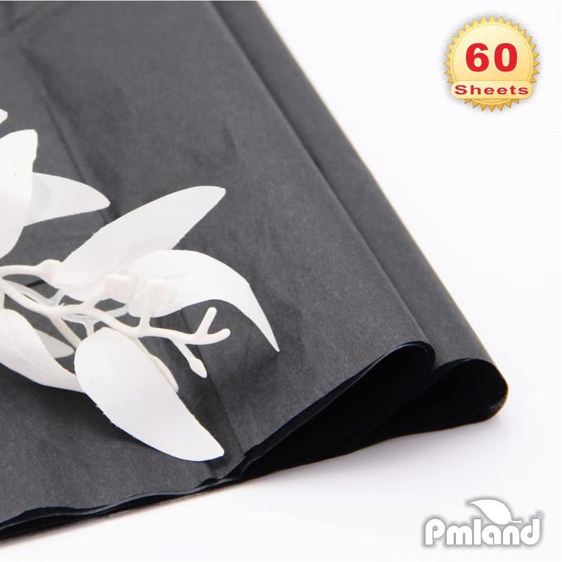 PMLAND Gift Wrapping Tissue Paper- Black Color - 20 Inches x 26 Inches 60 Sheets - Image 2